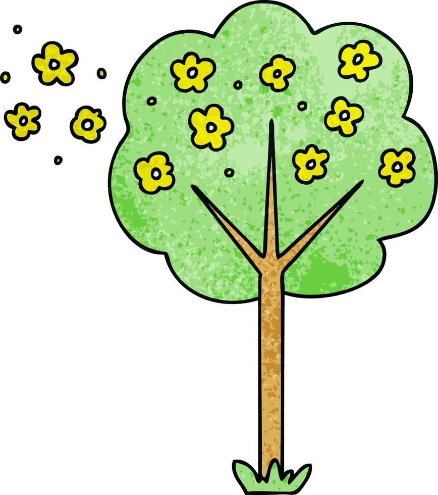 quirky hand drawn cartoon tree vector