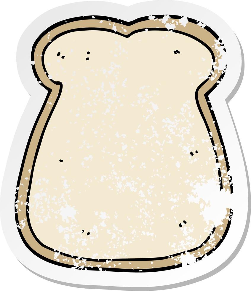 distressed sticker of a cartoon slice of bread vector