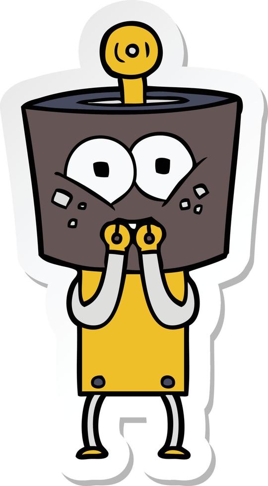 sticker of a happy cartoon robot laughing nervously vector