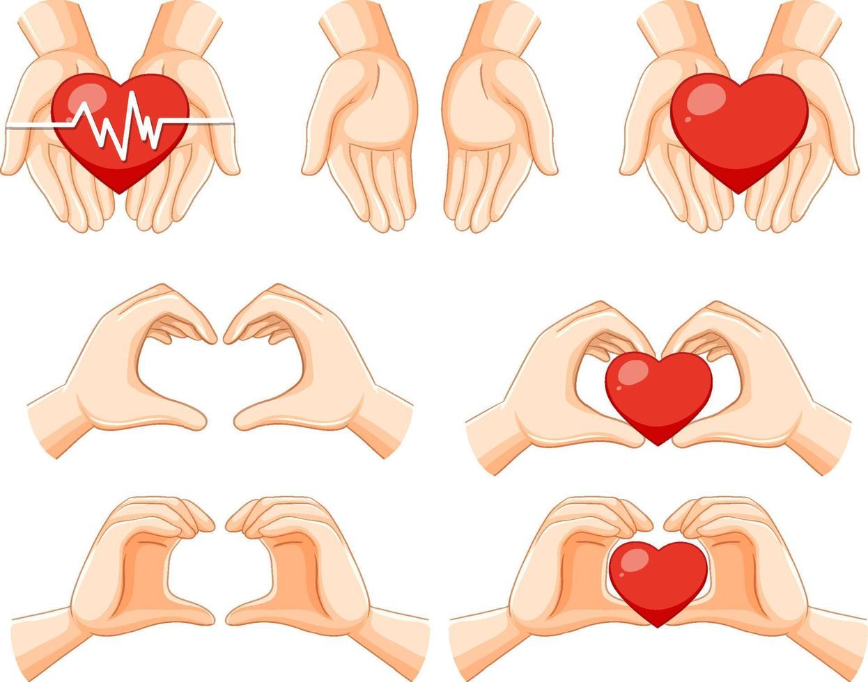 Human hands with hearts set vector