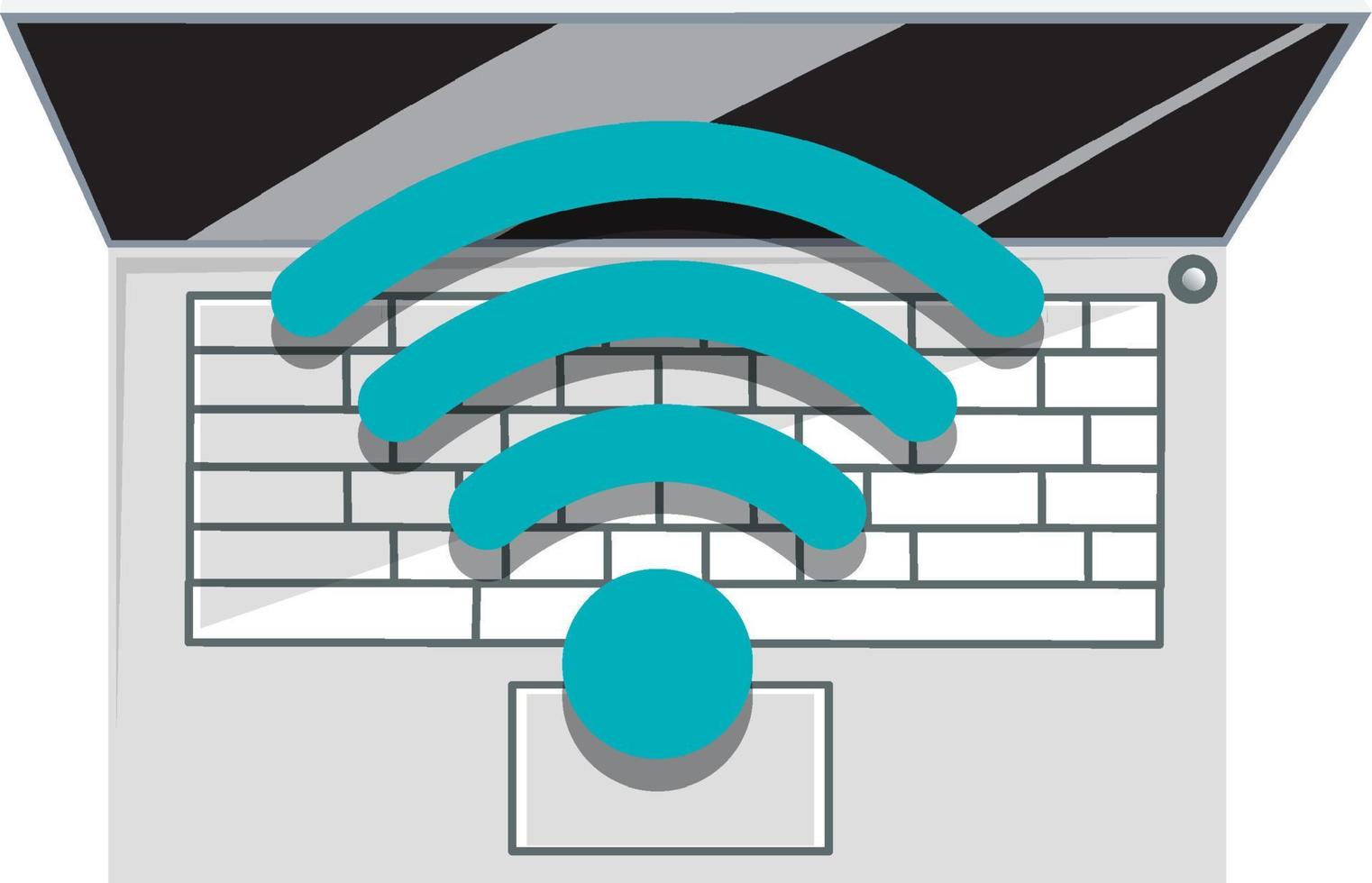 portátil abierto y símbolo wifi vector
