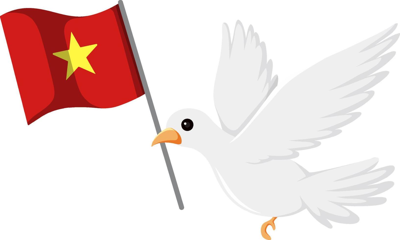 Vietnam flag with white dove bird vector