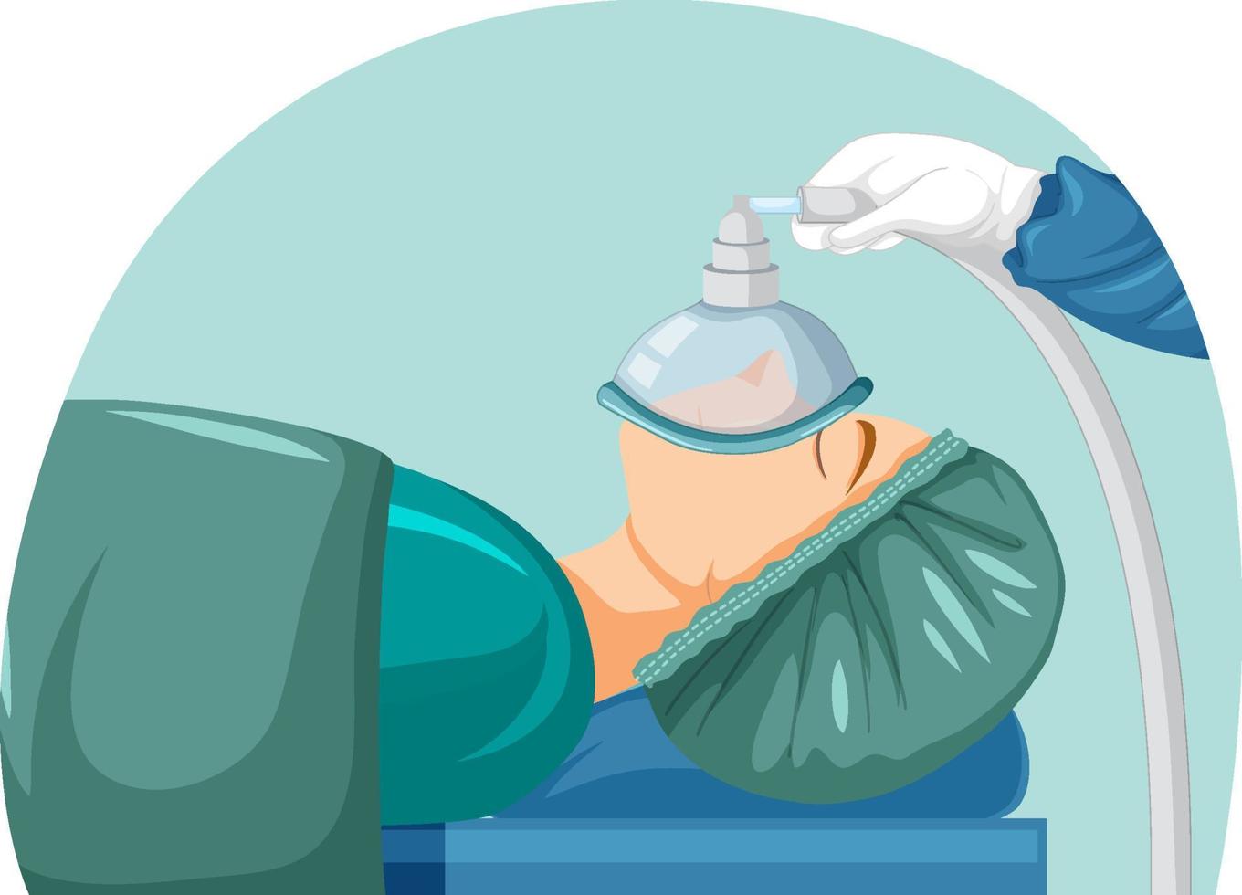 Patient with anesthesia mask vector
