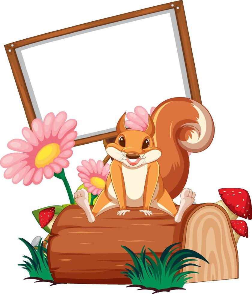 Squirrel and blank board on the log vector