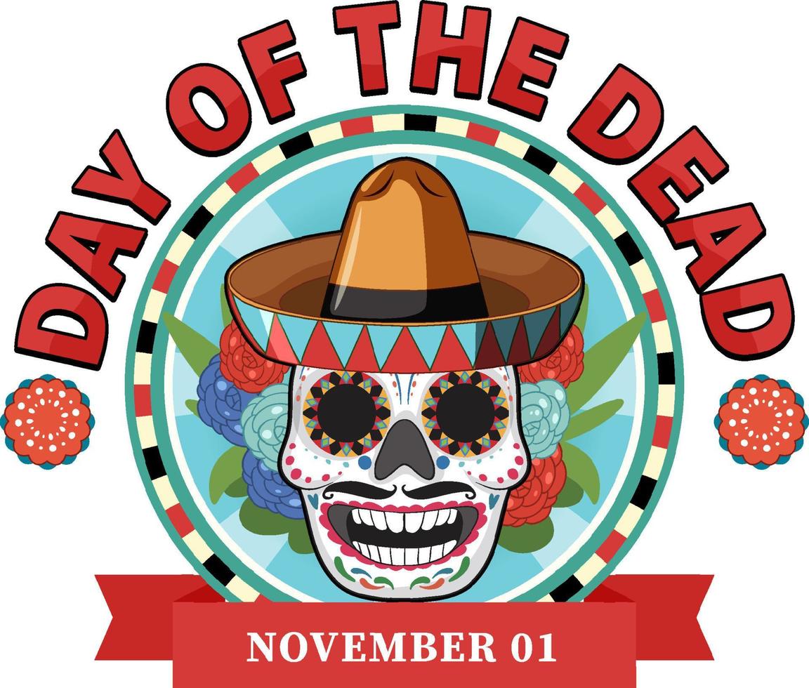 dia de muertos con calaca mexicana vector