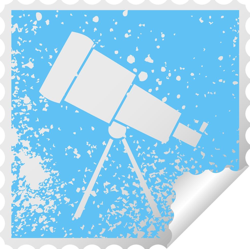 distressed square peeling sticker symbol telescope vector