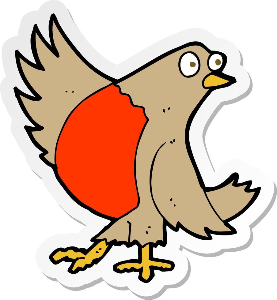 sticker of a cartoon dancing robin vector