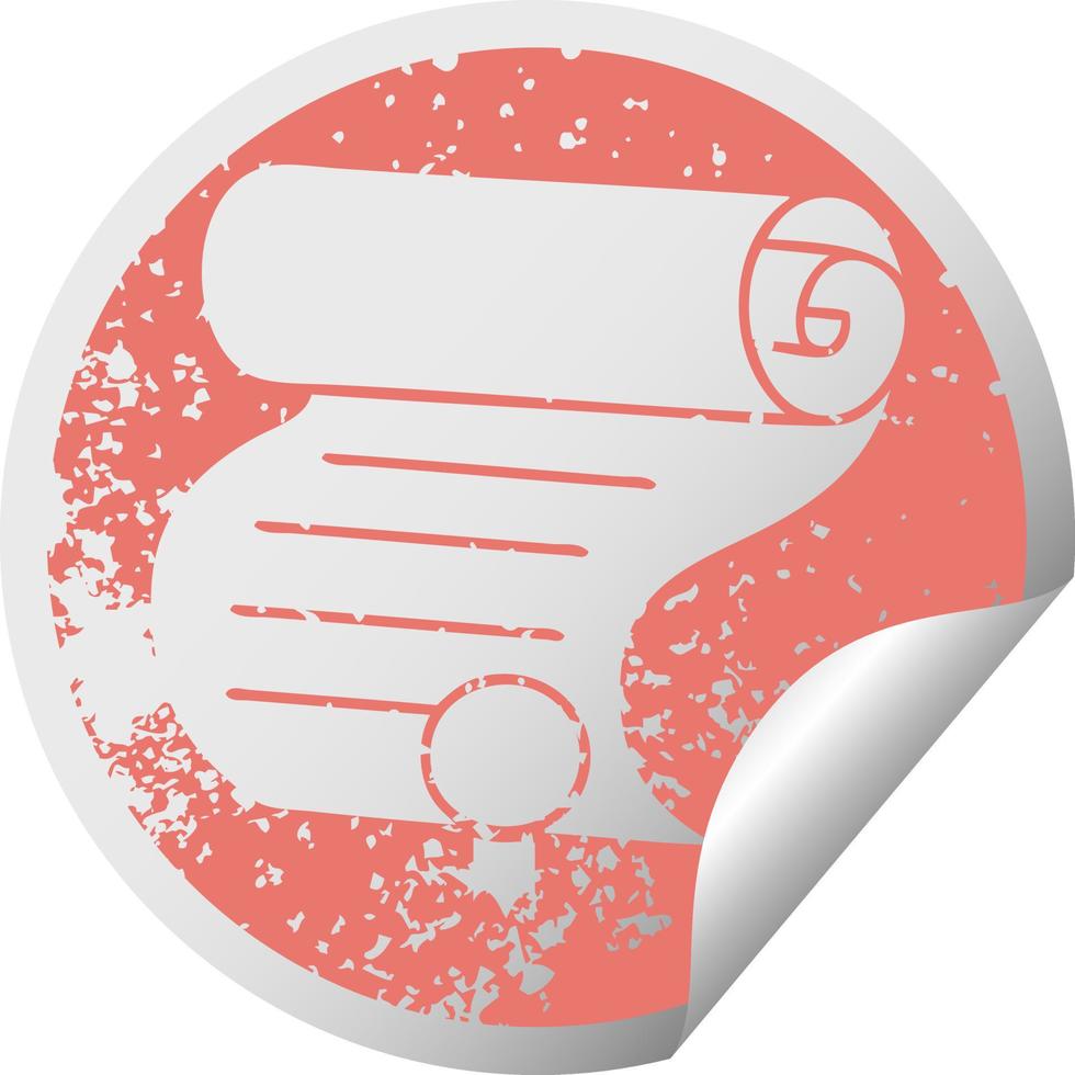 distressed circular peeling sticker symbol important document vector