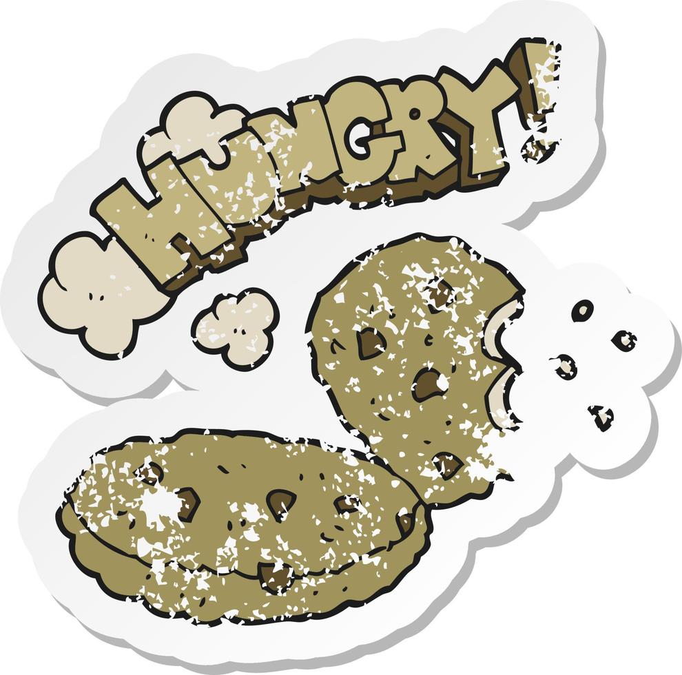 retro distressed sticker of a cartoon cookies vector