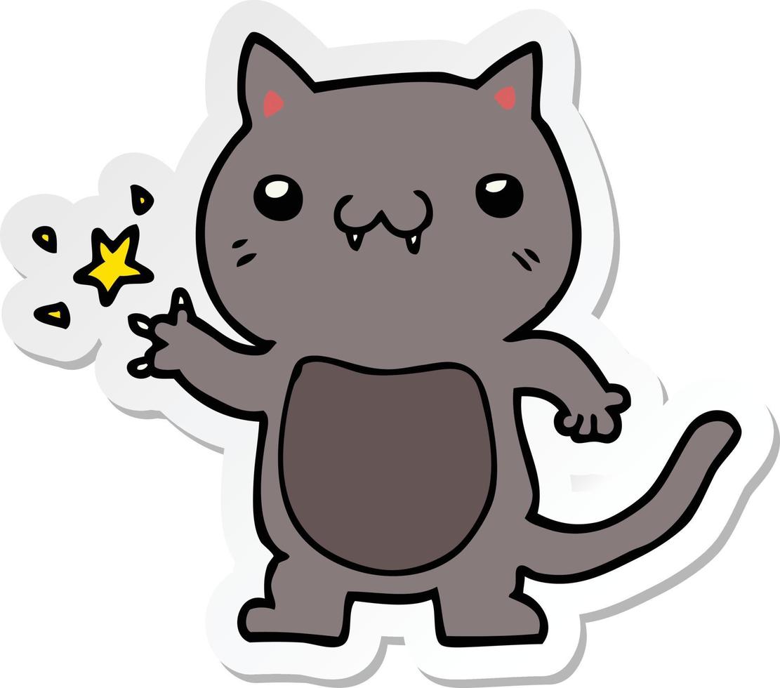 sticker of a cartoon cat scratching vector