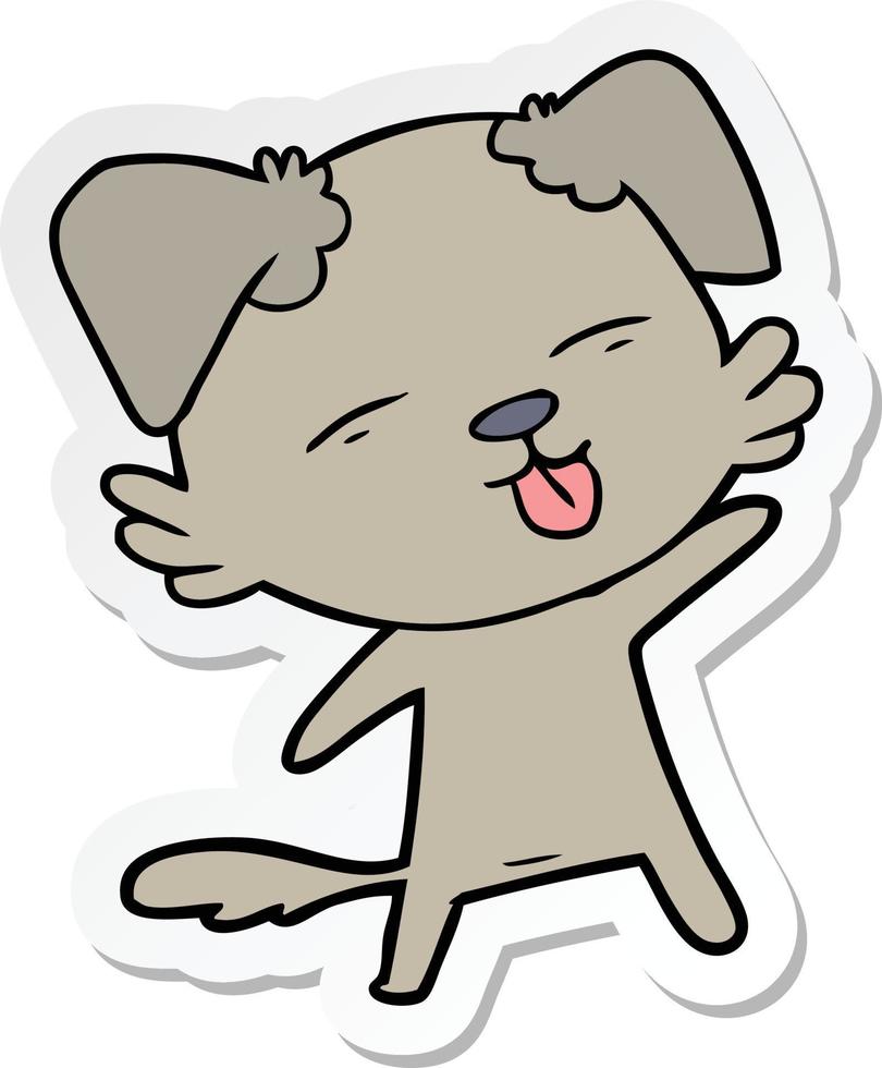 sticker of a cartoon dog sticking out tongue vector