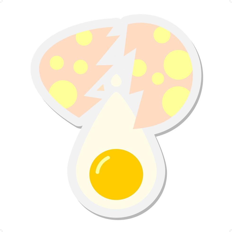 cracked egg with yolk sticker vector