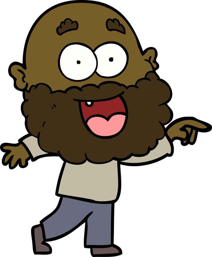 caricatura, loco, feliz, hombre, con, barba vector
