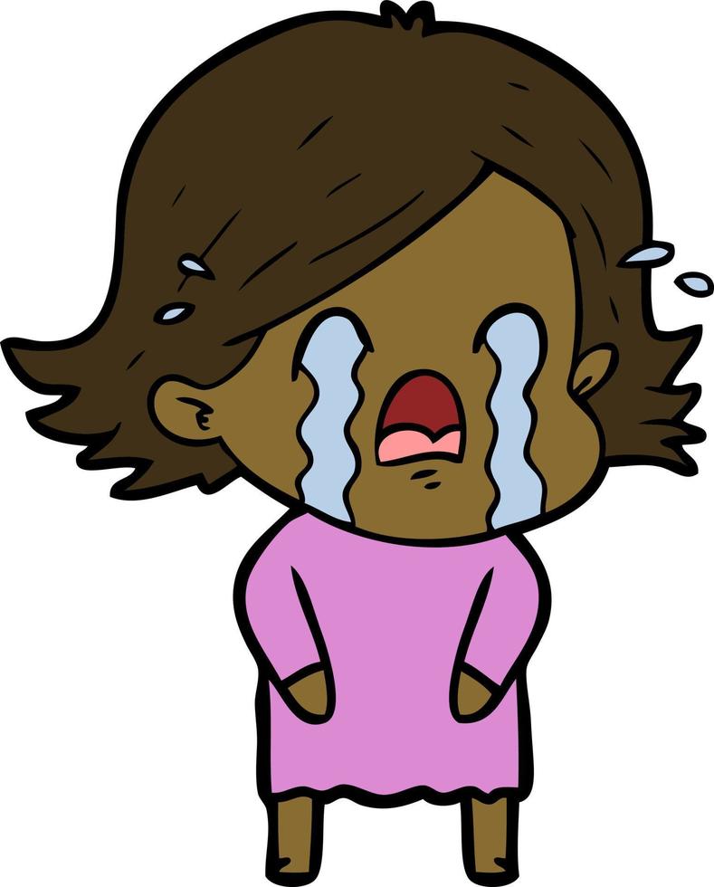 cartoon woman crying vector