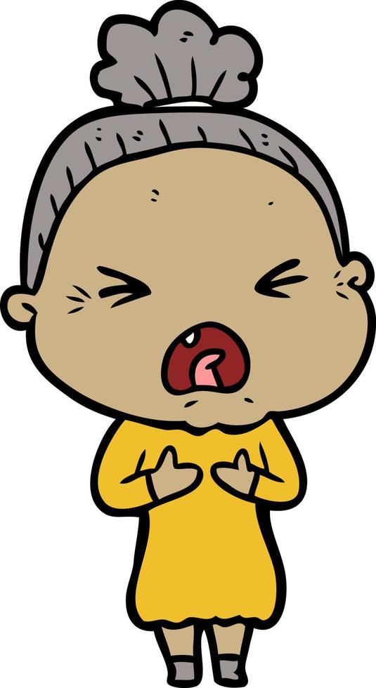 cartoon angry old woman vector