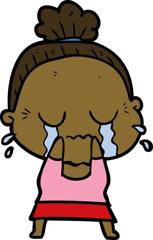 cartoon crying old lady vector
