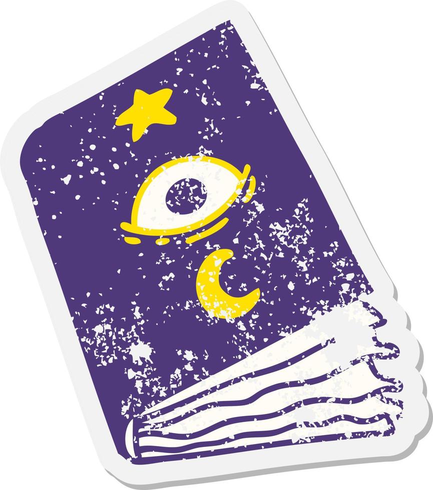 spooky spellbook with eyeball grunge sticker vector