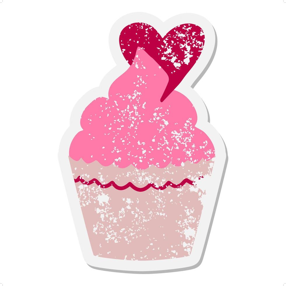 valentine cup cake grunge sticker 11120273 Vector Art at Vecteezy