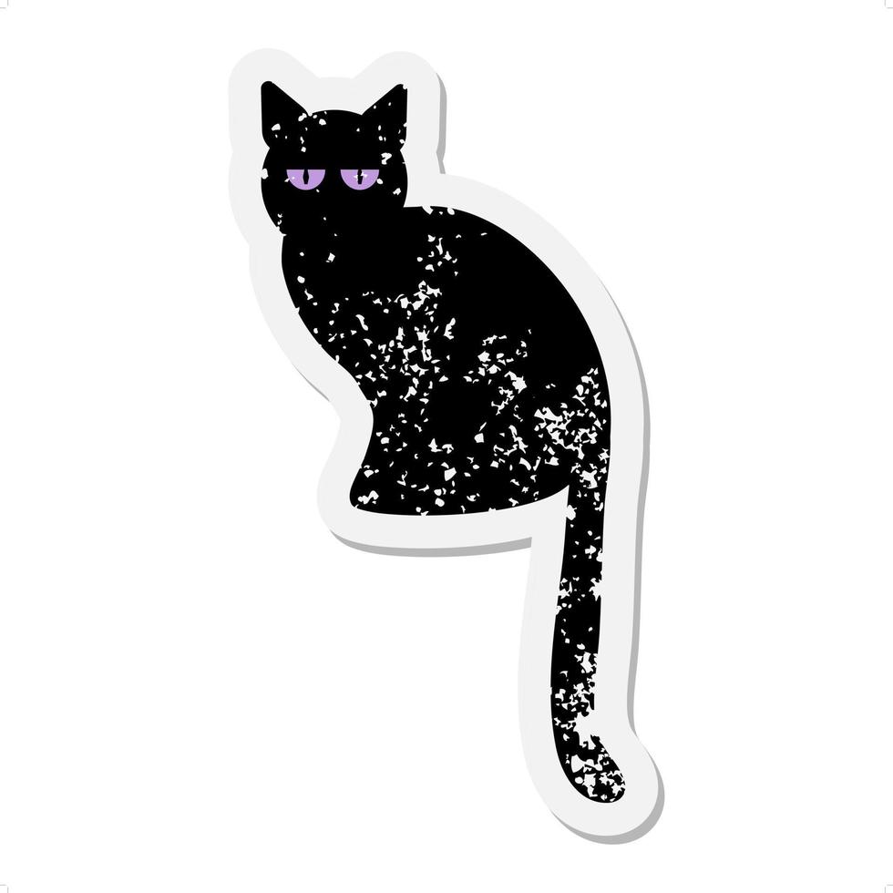 Black Cat grunge sticker vector