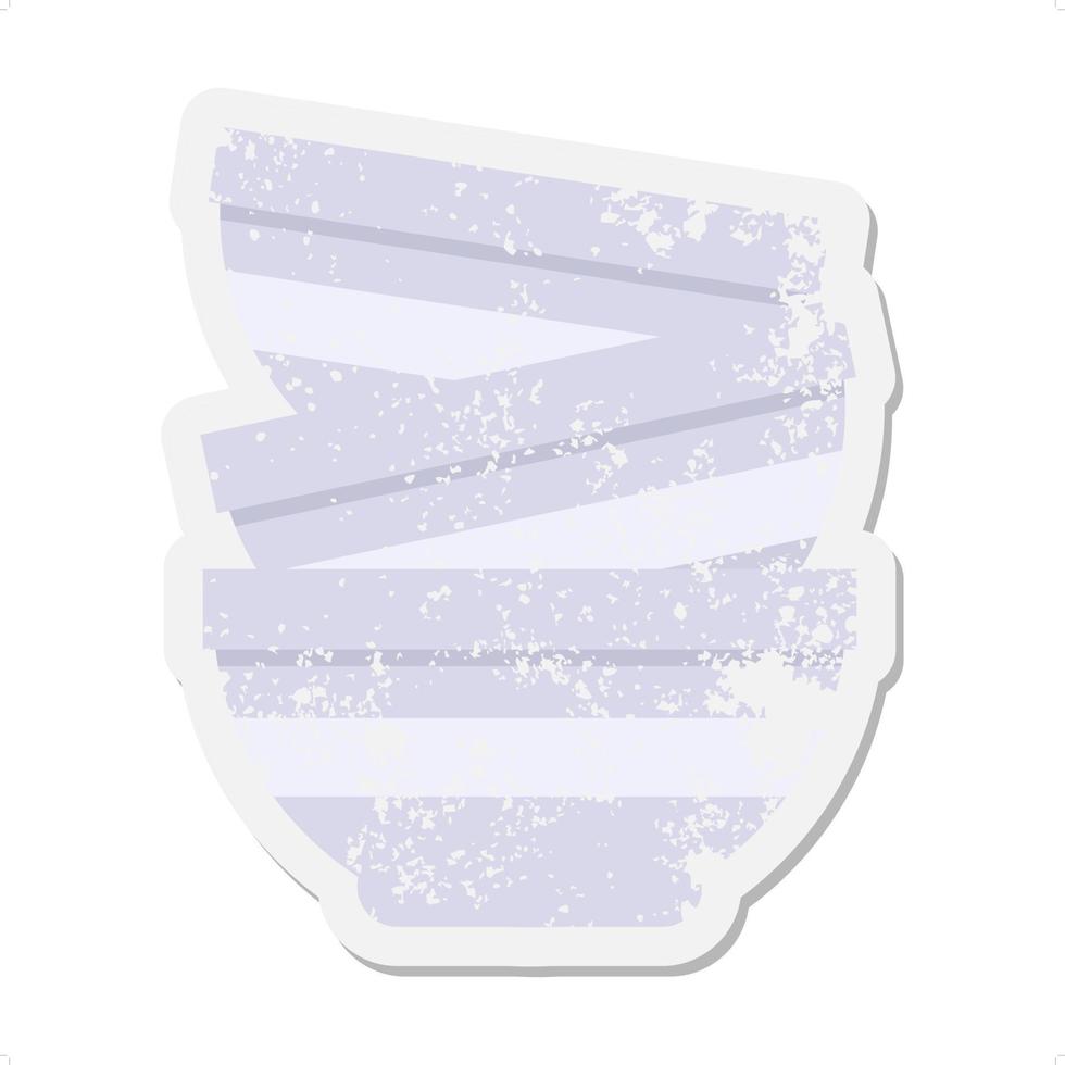stack of bowls grunge sticker vector