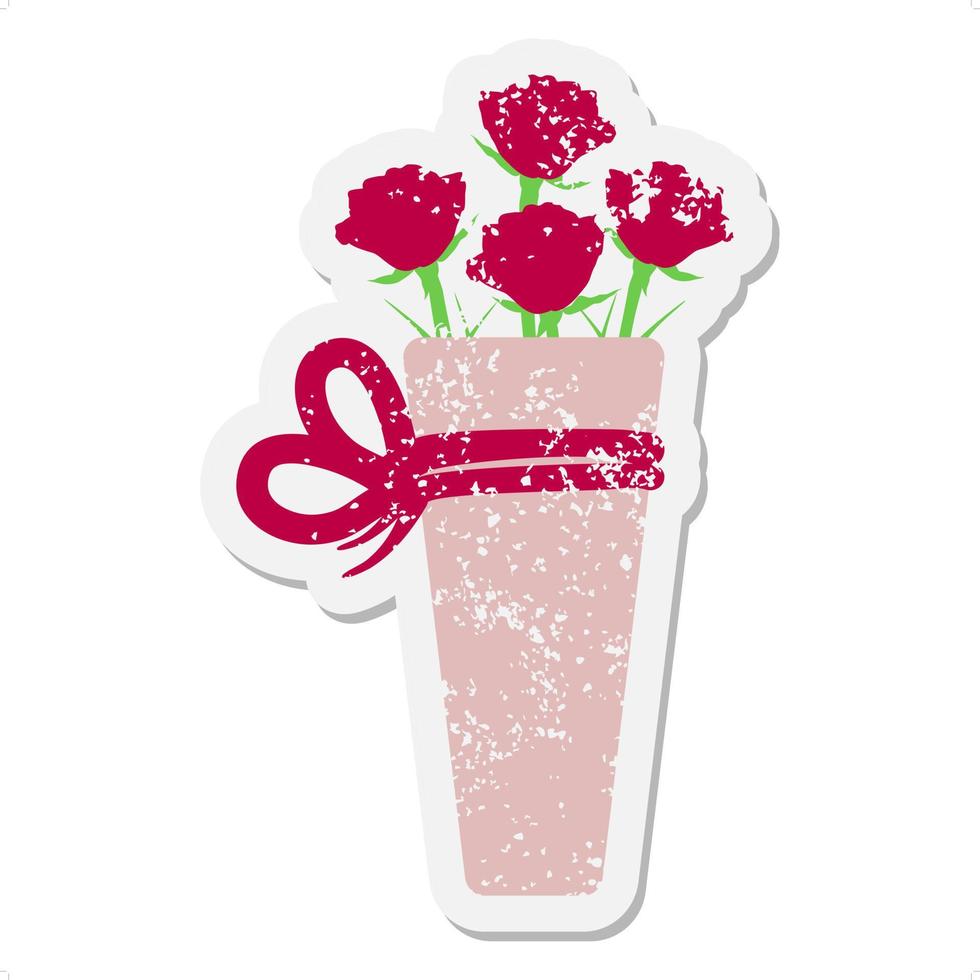 bouquet of flowers grunge sticker vector