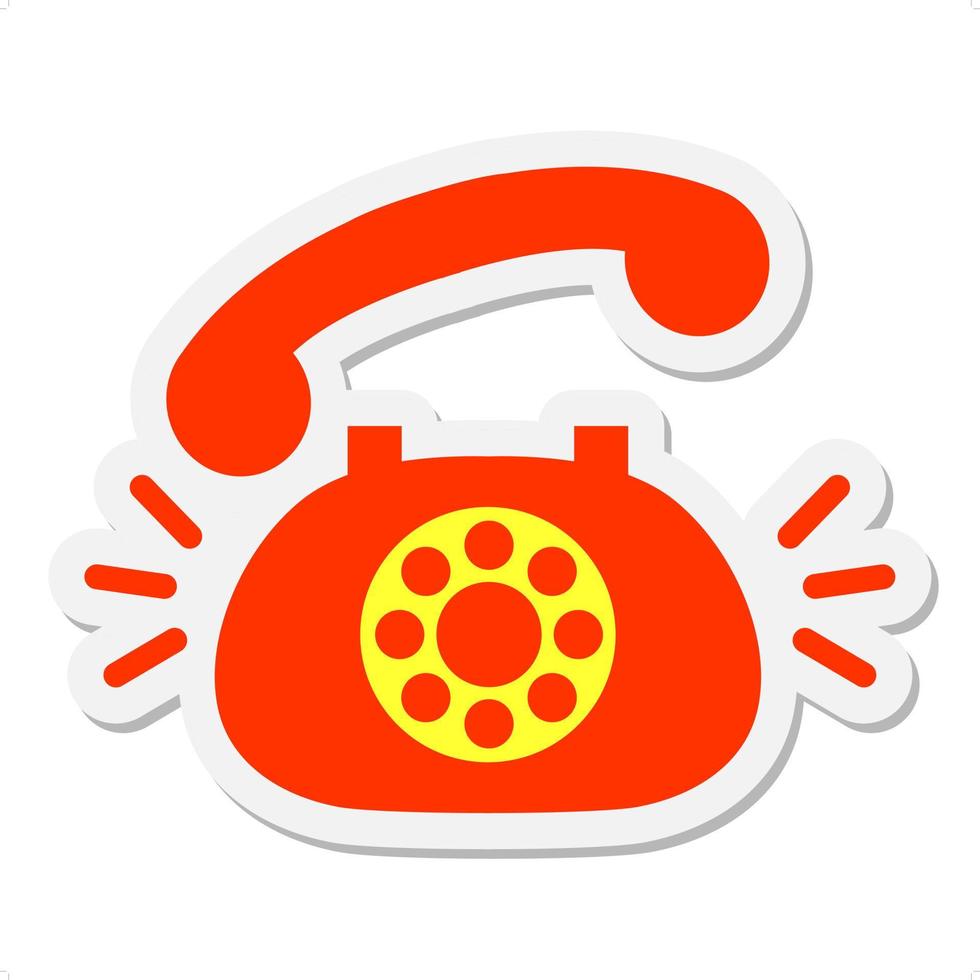 ringing telephone sticker vector