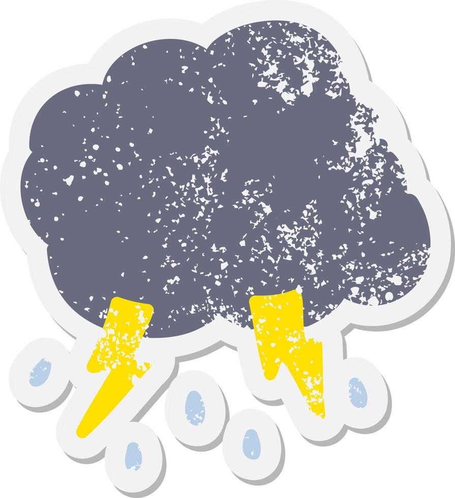 happy storm cloud grunge sticker vector