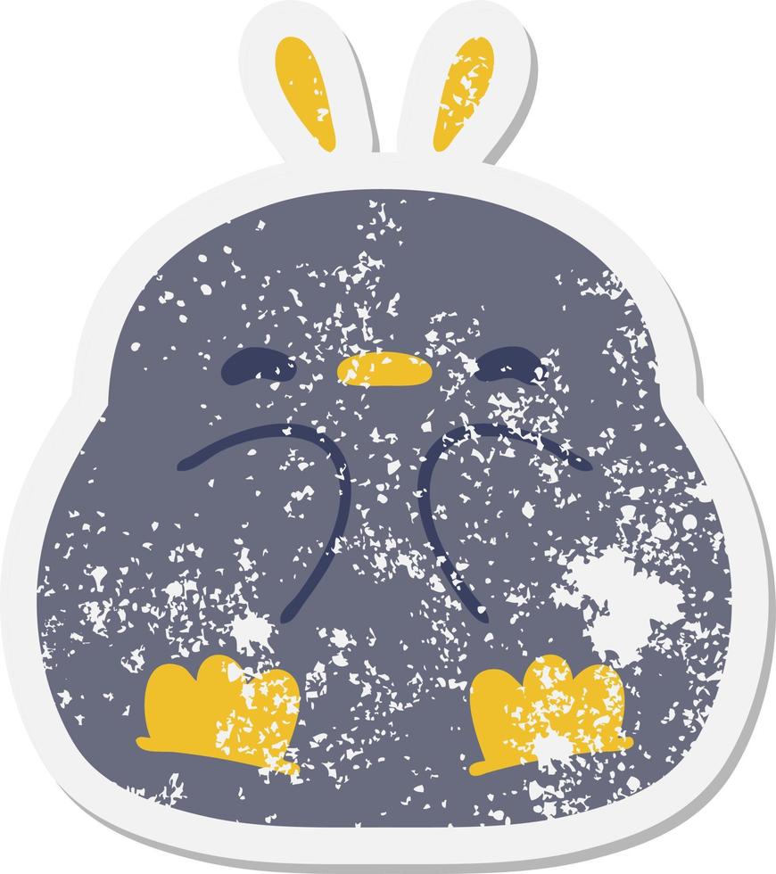 etiqueta engomada linda del grunge del pequeño pingüino vector