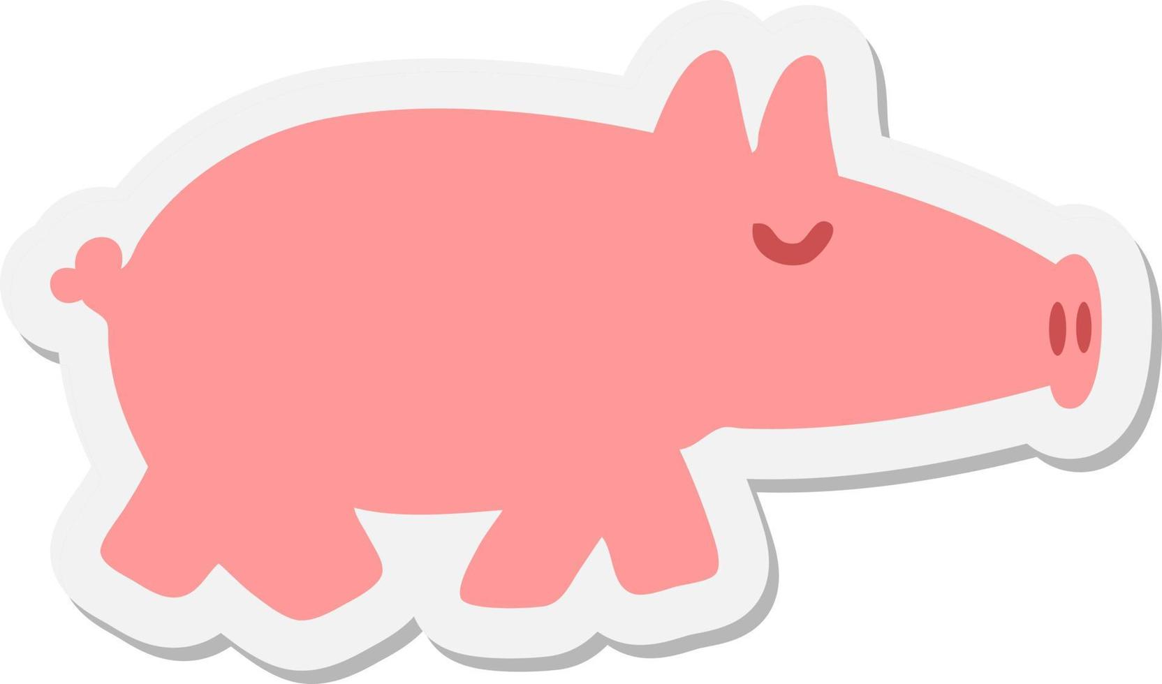 long snout pig sticker vector