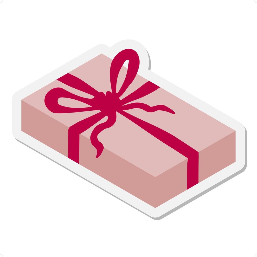 valentines gift box sticker vector
