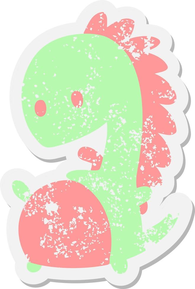 happy dinosaur grunge sticker vector