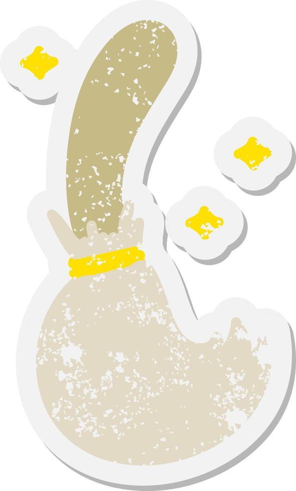 magic broomstick sweeping grunge sticker vector