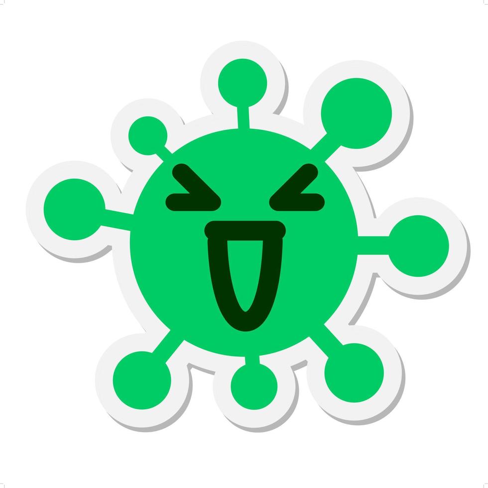 laughing mean virus sticker vector