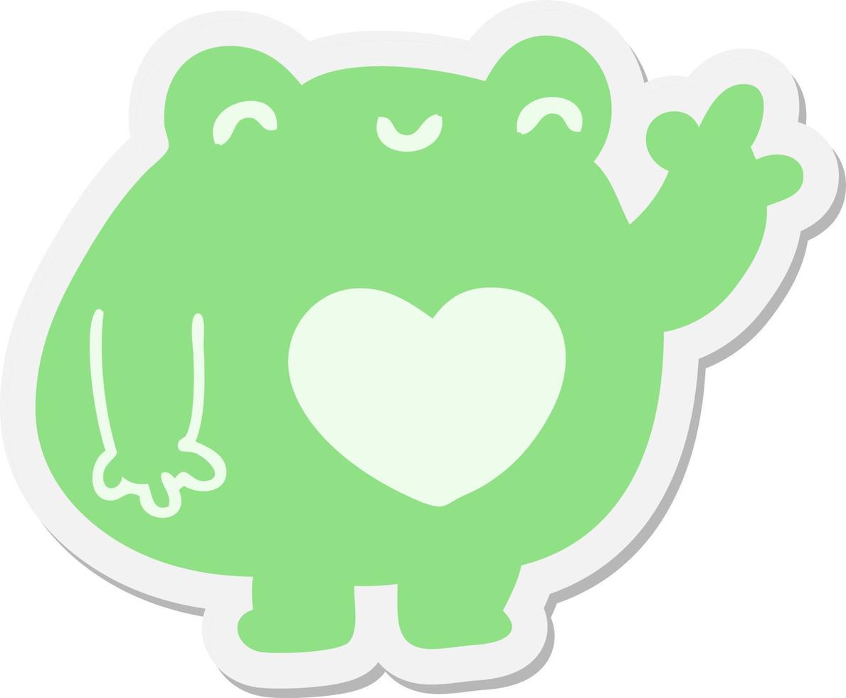 cute waving frog sticker vector