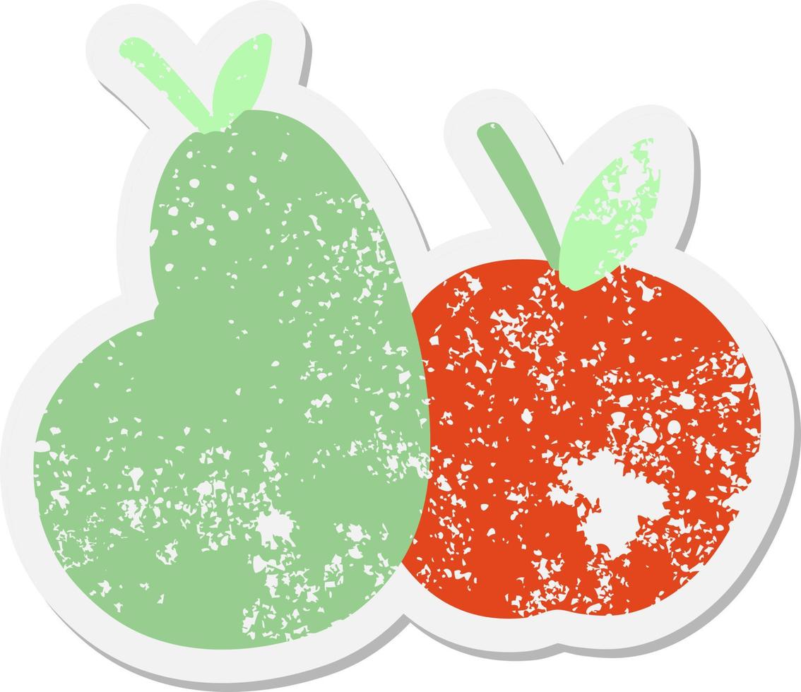 apple and pear grunge sticker 11121065 Vector Art at Vecteezy