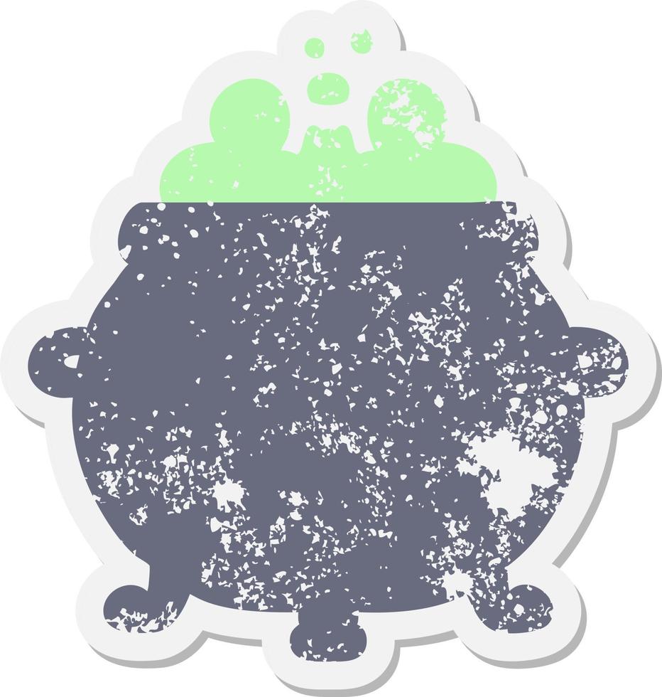 bubbling cauldron grunge sticker vector