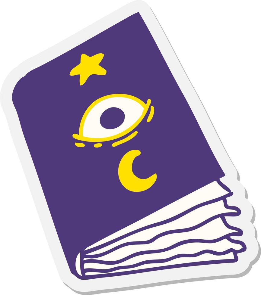 spooky spellbook with eyeball sticker vector