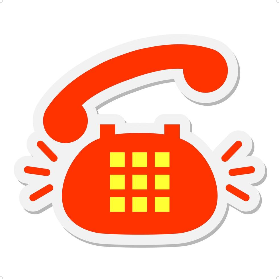 ringing telephone sticker vector