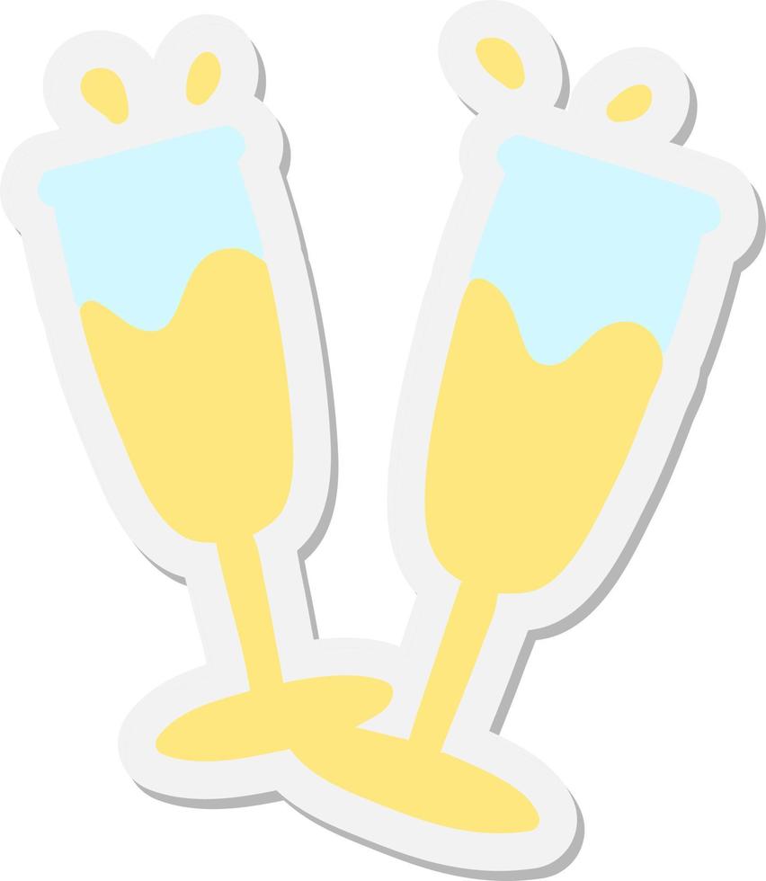 full champagne glasses sticker vector