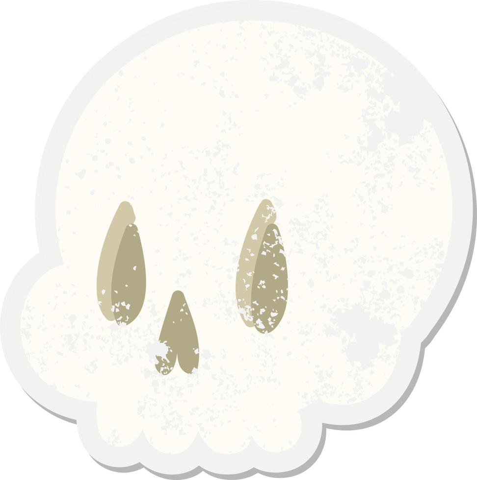 cartoon spooky skull grunge sticker vector