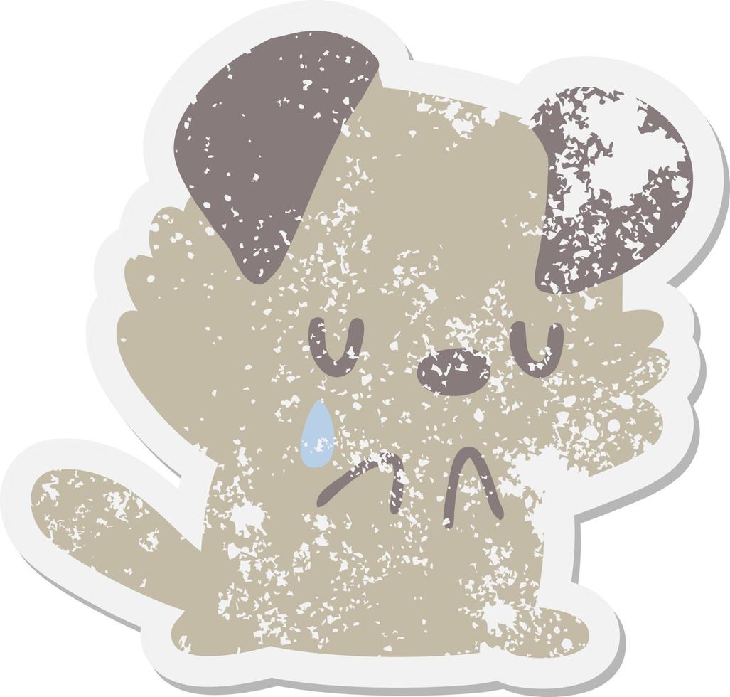 crying puppy grunge sticker vector