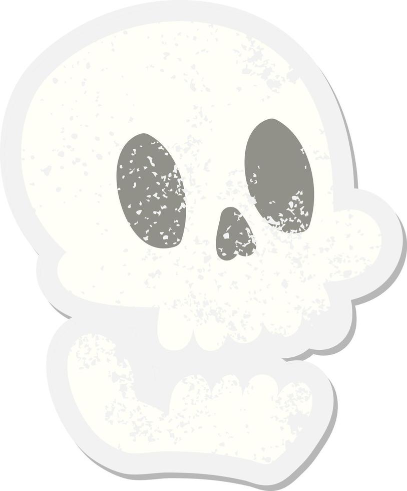 spooky halloween skull grunge sticker vector