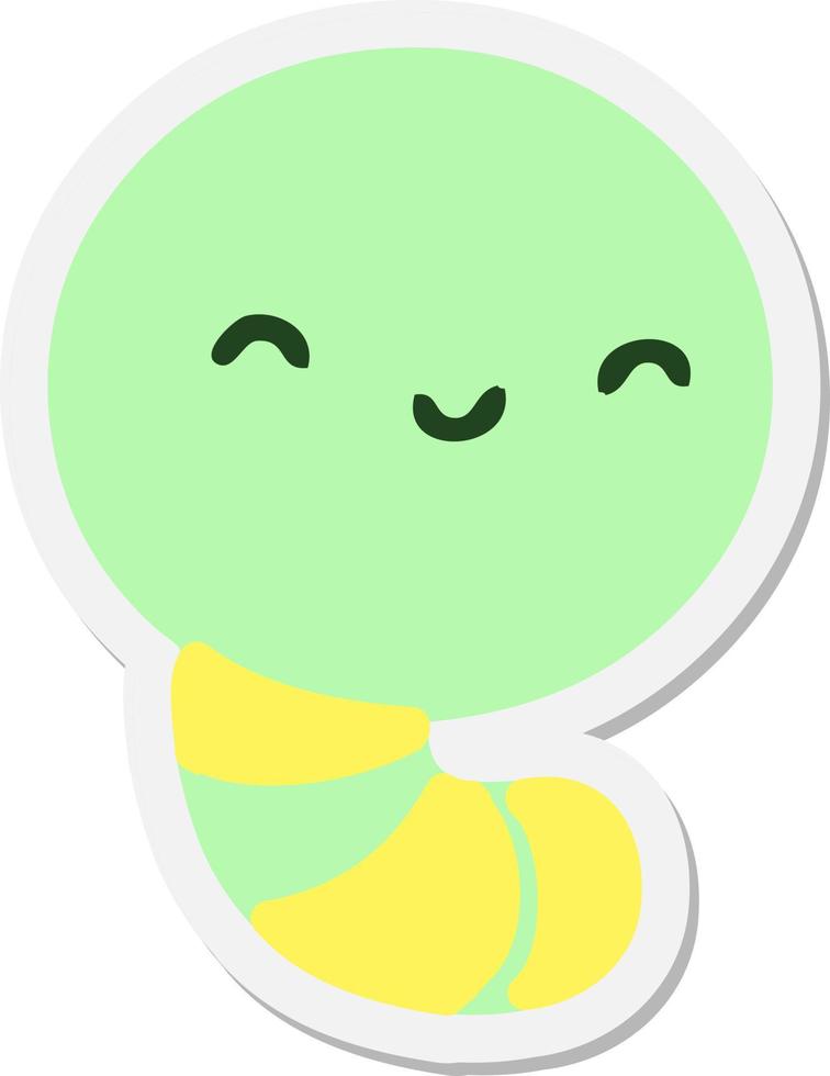 cute little worm sticker vector