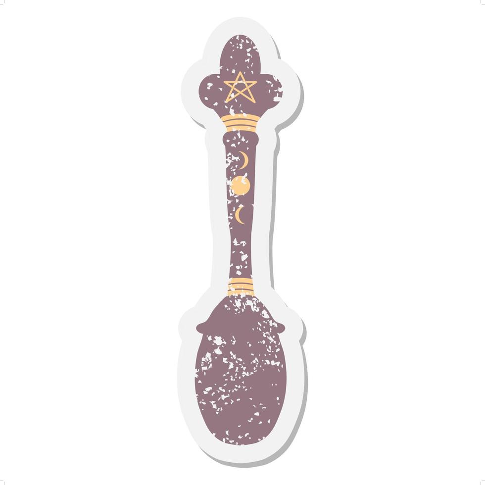 ritual spoon grunge sticker vector