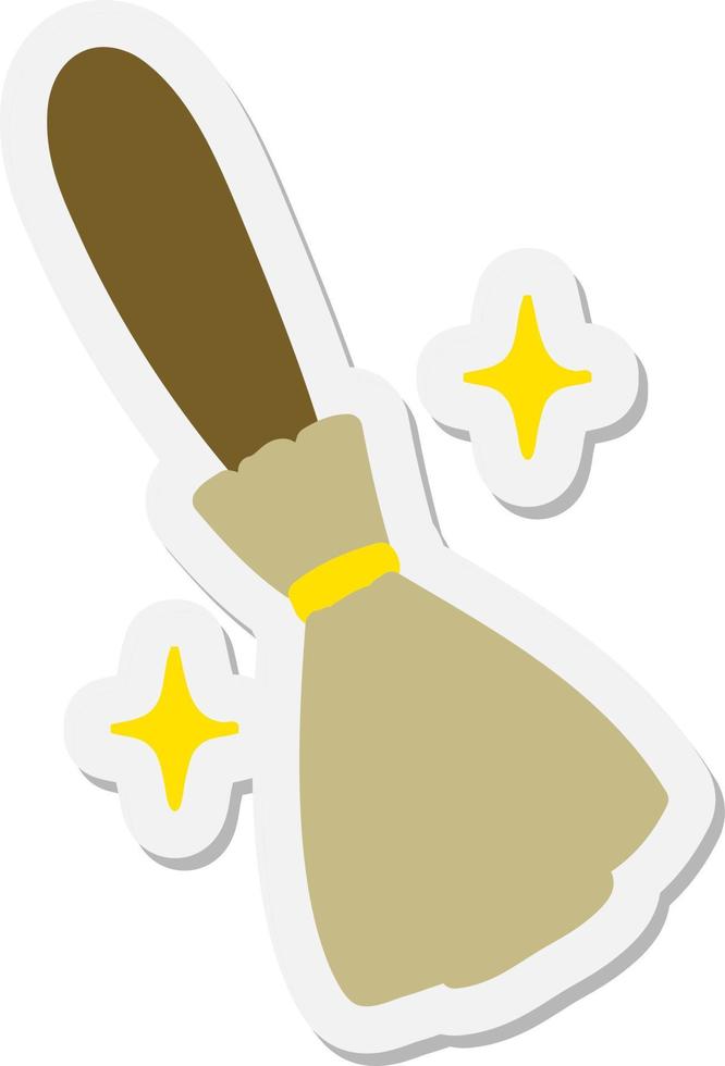 magic broomstick sweeping sticker vector