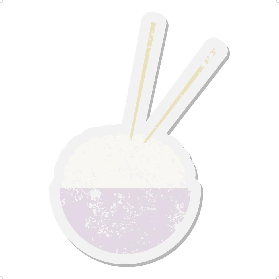 bowl of rice with chopsticks grunge sticker 11121636 Vector Art at Vecteezy