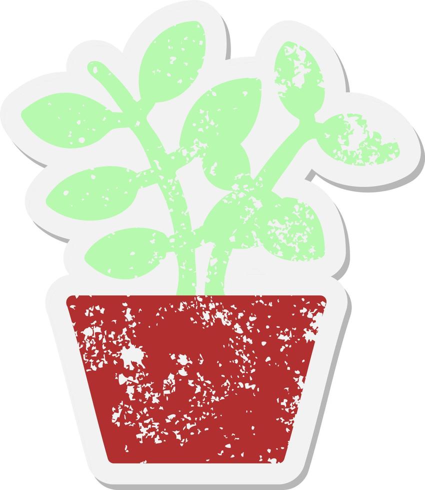 peaceful house plant grunge sticker vector