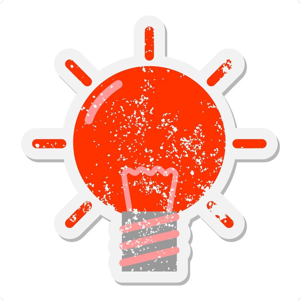 red light bulb grunge sticker vector