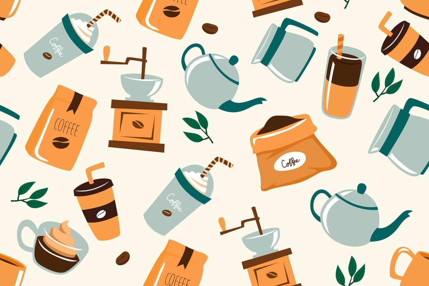 Coffee Beverage Seamless Pattern vector