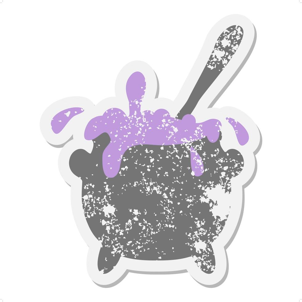 bubbling cauldron grunge sticker vector